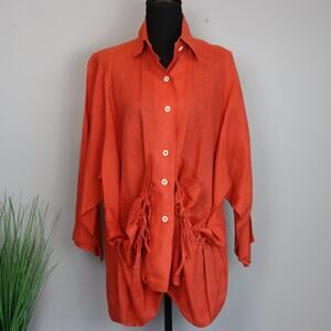 Vintage Heydari blouse with ruffle gather pockets size l